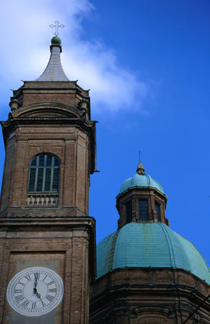 Clock tower in Bologna.