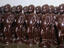 Chocolate statuettes of the famous Brussels national symbol, Manneken Pis in the Museum of Cocoa and Chocolate