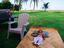 Boy sleeping outside Vaoto Lodge, Manua'a Islands.