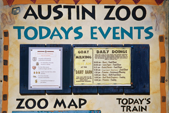 Information board at the Austin Zoo.
