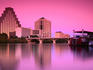 Austin city skyline reflected in Town Lake.