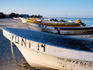 Boats hauled up on deserted beach, Celestun.