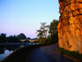 The Cingle de Montfort hugs the limestone cliffs as it idles beside the Dordogne (South-West France).