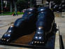 One of the 23 large bronze sculptures by Femando Botero (the most internationally known Colombian artists) in front of the Museo de Antioquia.