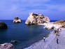 Tourists around Aphrodite's Rock, the Petra tou Romiou, situated at the birthplace of Aphrodite.