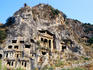 The Tombs of Amyntas (350 BC), a Doric temple facade carved into the rockface, Fethiye