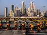Freeway toll gates and Paitilla skyline.