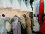 Women in bridal clothing shop, Turkish Bazaar.