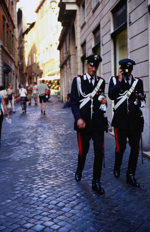 Rome police in full uniform.