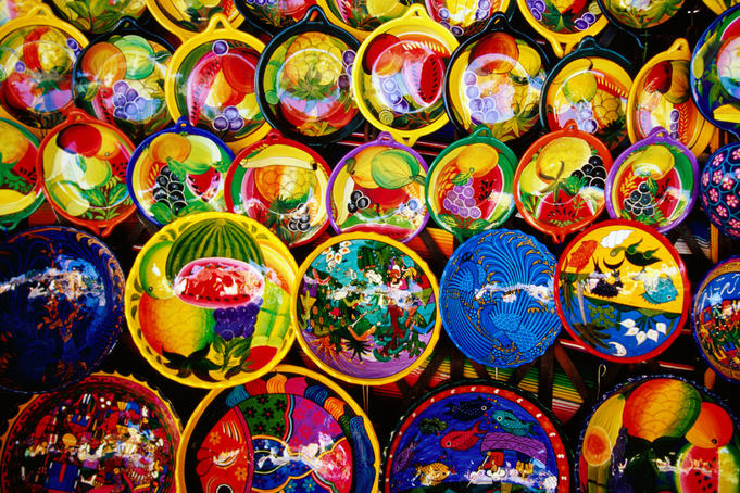 Colourful crafts on display.