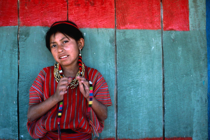 Young girl from San Antonio Palopo in traditional dress.