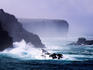 Coastal cliffs and waves.