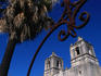 Mission Conception (1755) viewed through wrought iron gate, San Antonio Mission NH Park.