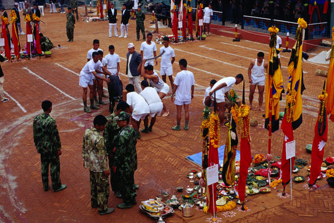 Buffalo sacrifice during Dasain, Kot Square.