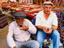 Men drinking tea at a market, South Aegean region - Milas