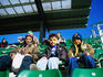 Young fans at soccer game, Gladsaxe Stadium.