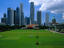 Grassy Padang and city skyline, Singapore
