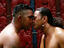 Two Maori men doing hongi, traditional nose to nose greeting at Te Whakarewarewa.