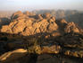 Morning light on mountains flanking Mt Sinai.