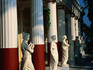 Traditional Grecian statues at Achilleion. In 1861 the Empress Elizabeth of Austria built Achilleion on the Island of Corfu. The 'sensitive' empress built it as a solace for her soul. The palace is in the purest of Greek styles and is named after a colossal statue of Achilles on one of the terraces in the grounds.