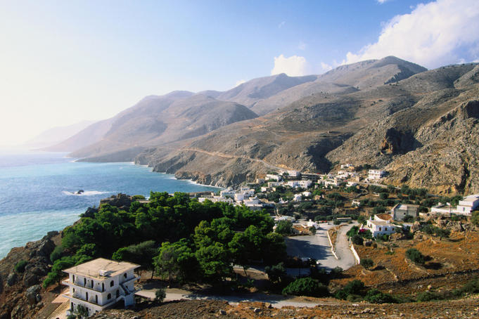 Overlooking a small town on the South Coast - Hora Skafion, Hania Province, Crete