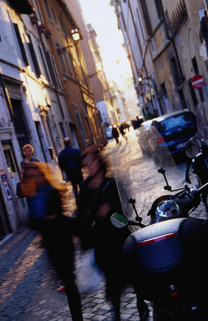 Cobbled laneway in Trastevere, one of Rome's most charming areas.