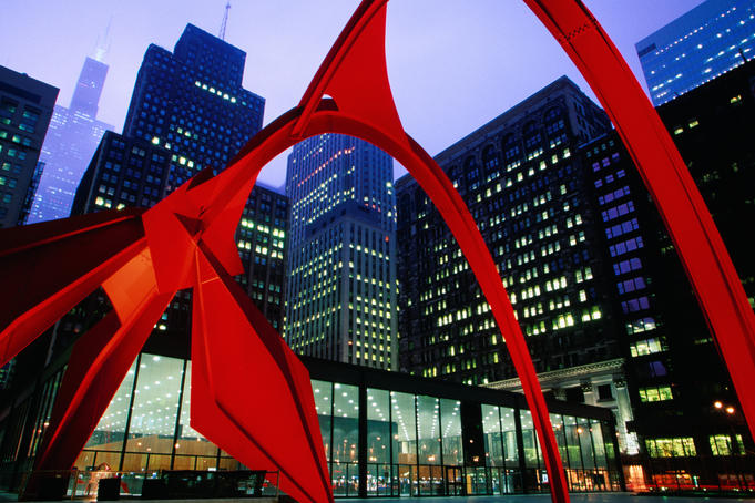 Flamingo sculpture in Loop District.