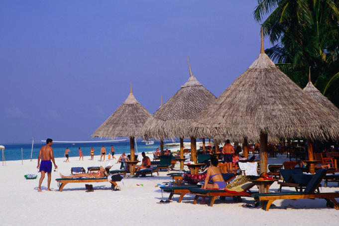 Busy beach resort.