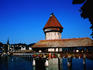 The historical Kapellbrucke built in 1333, one of the two famous bridges of Lucerne