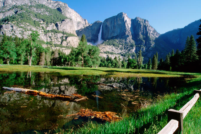 Upper Yosemite Falls in distance.