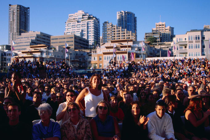 Crowd at Pier music concert, Elliot Bay.