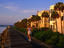 Female jogger on an early morning at Battery seawall.