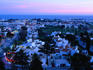 View over the town at dusk.