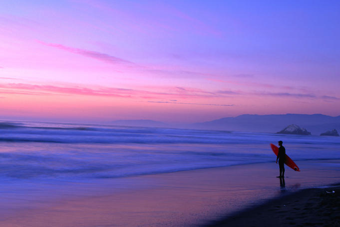 Surfer on Ocean Beach.