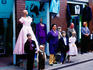 Mannequins and shop attendants in front of shop in San Victorino.