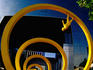 'Yellow Spiral' sculpture, by Osvaldo Pena - Las Condes.