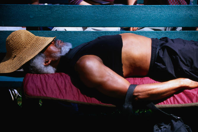 Relaxing in sun at Stern Grove.