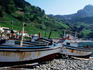 Beached fishing boats.