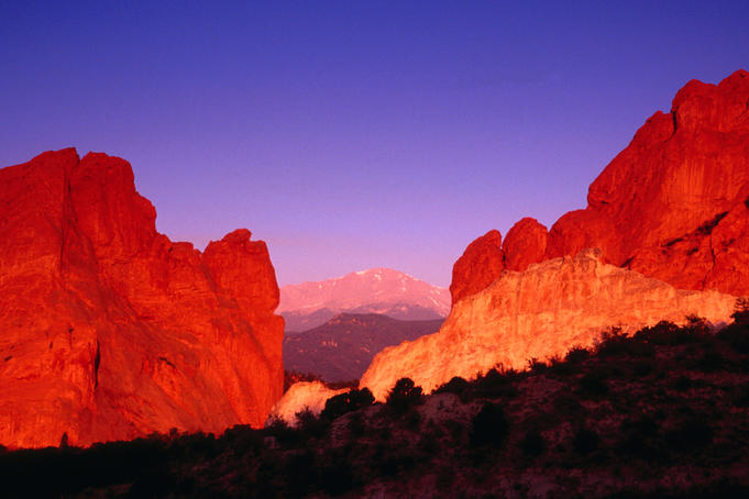 Garden of the Gods with Gateway Rocks in distance.