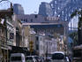 Looking along George Street to the Harbour Bridge, The Rocks.