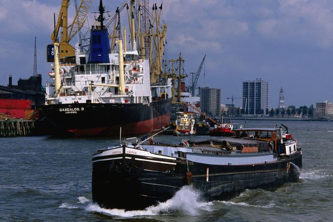 Ships in Rotterdam Harbour.