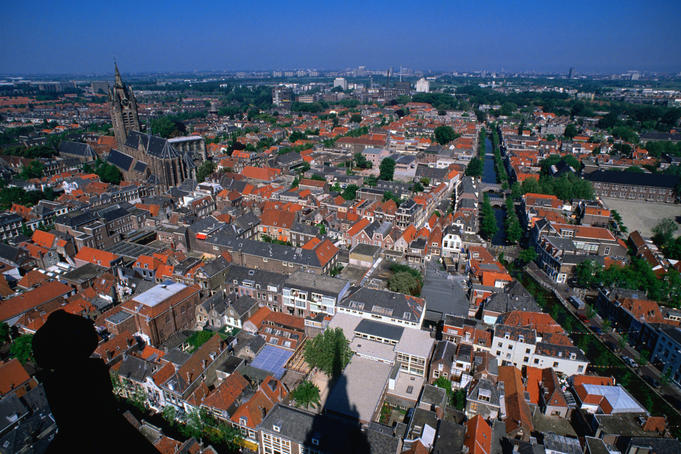 Aerial view of city from Nieuwe Kerk.