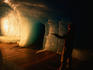 Inside ice cave of Rhone Glacier.