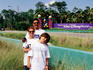 Portrait of family outside Disneyworld.
