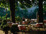 Outdoor tables in Plaza Amolto, Colle di Val d'Elsa.