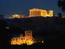 The Parthenon and Acropolis from Filopappou Hill in the evening.