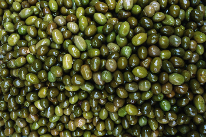 Greek olives at Athens Central Food Market.