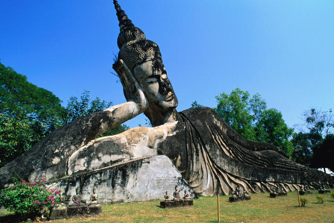 Reclining Buddha statue at Xieng Khuan Buddha Park.