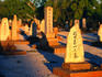 Japanese cemetery headstones.