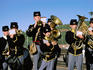Brass band in Confederate soldier uniforms.
